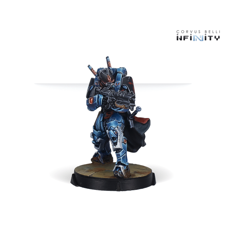 Figurine de Knight of Santiago avec Spitfire pour Infinity (Corvus Belli)