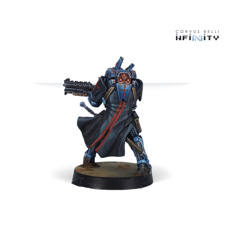 Figurine de Knight of Santiago avec Spitfire pour Infinity (Corvus Belli)