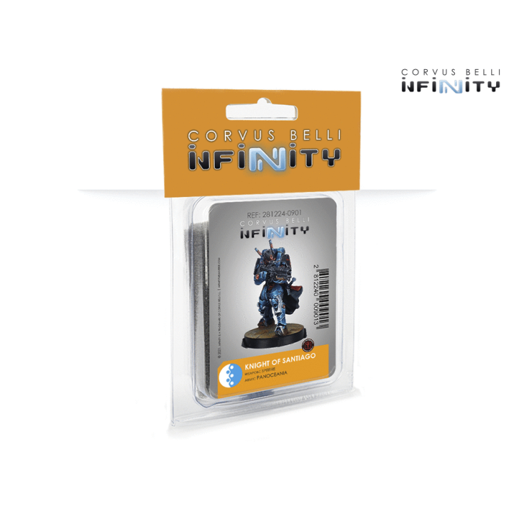 Figurine de Knight of Santiago avec Spitfire pour Infinity (Corvus Belli)