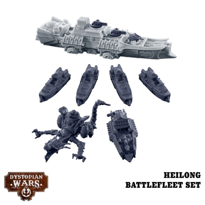 Figurines de la Heilong Battlefleet Set de l'Empire pour Dystopian Wars