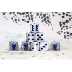 Conquest - City States Faction Dice on Gray swirl Dice