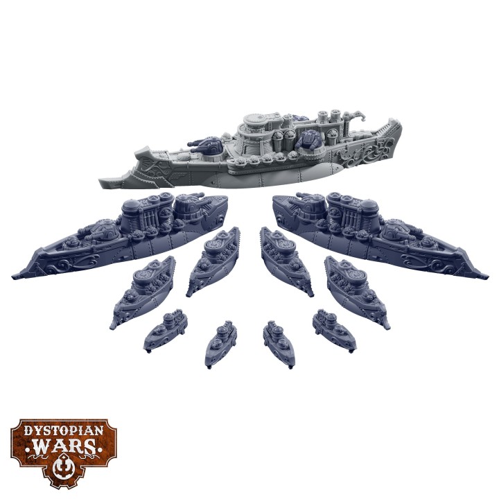 Figurines de la Mars Battlefleet Set de l'Alliance pour Dystopian Wars