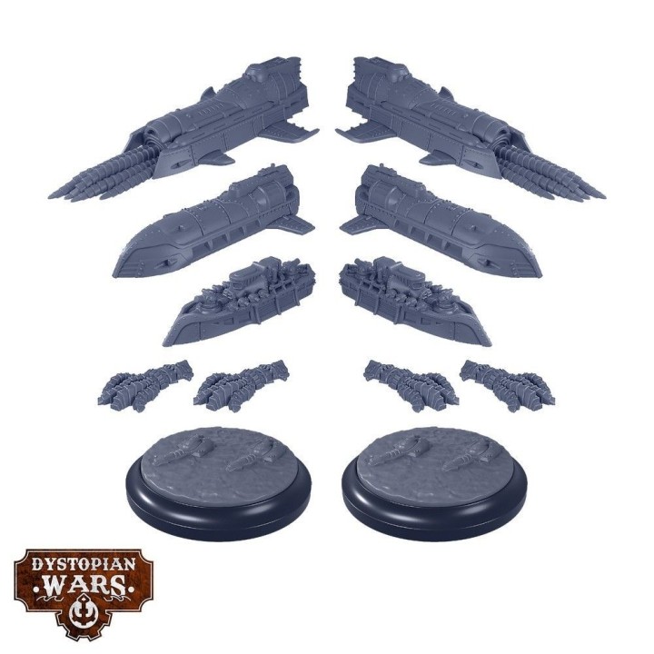 Figurines des Japanese Support Squadrons pour l'Empire à Dystopian Wars