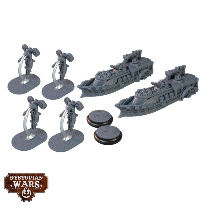 Figurines des Union Support Squadrons pour Dystopian Wars (Warcradle Studios)