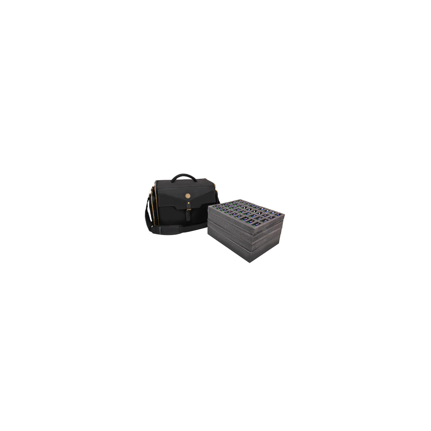 Étui de transport pour figurines miniatures – 84 emplacements pour figurines miniatures avec couche de mousse pour figurines compatible avec Warhammer 40k, DND et plus encore, Noir/blanc, Étui de