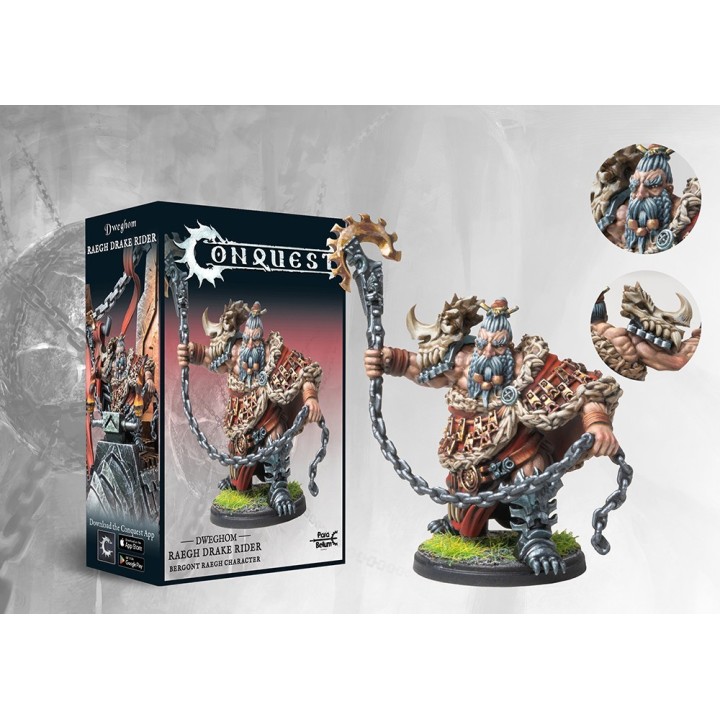 Figurine de du Raegh Drake Rider Dweghom de Conquest (Para Bellum Wargames)