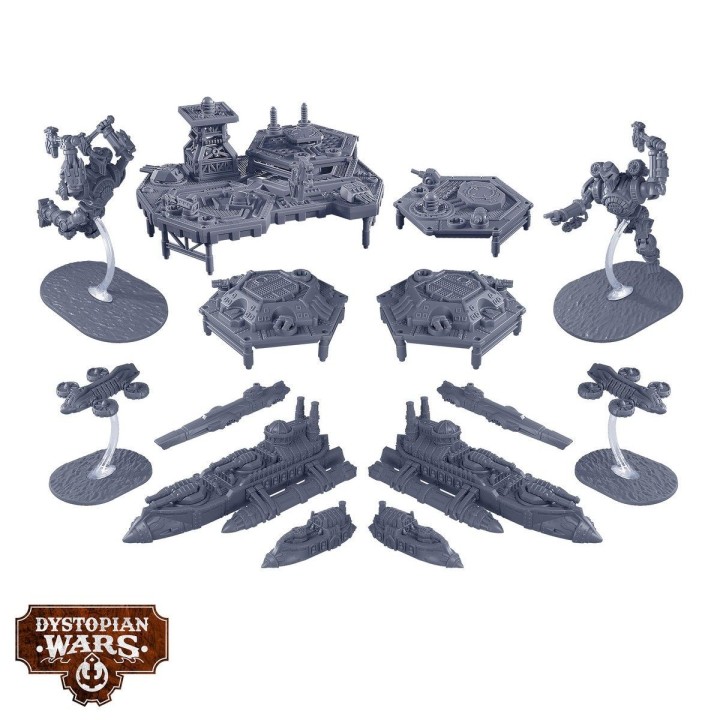 Figurines du set Beyond Fortune and Glory pour Dystopian Wars (Warcradle)
