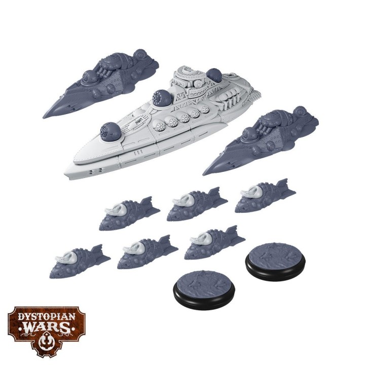 Figurines de la Xenphon Battlefleet Set des Enlightened (Dystopian Wars)