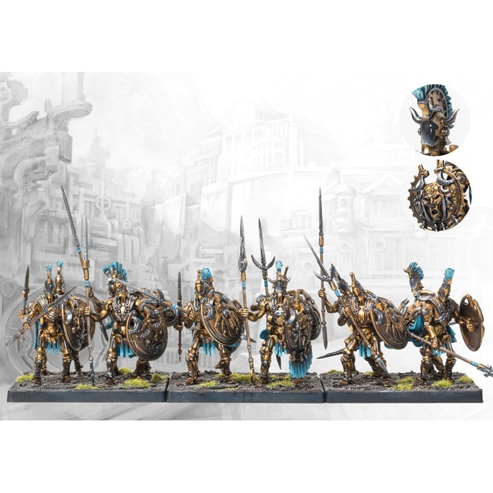 Figurines de Clockwork Hoplites des City States de Conquest (ParaBellum)