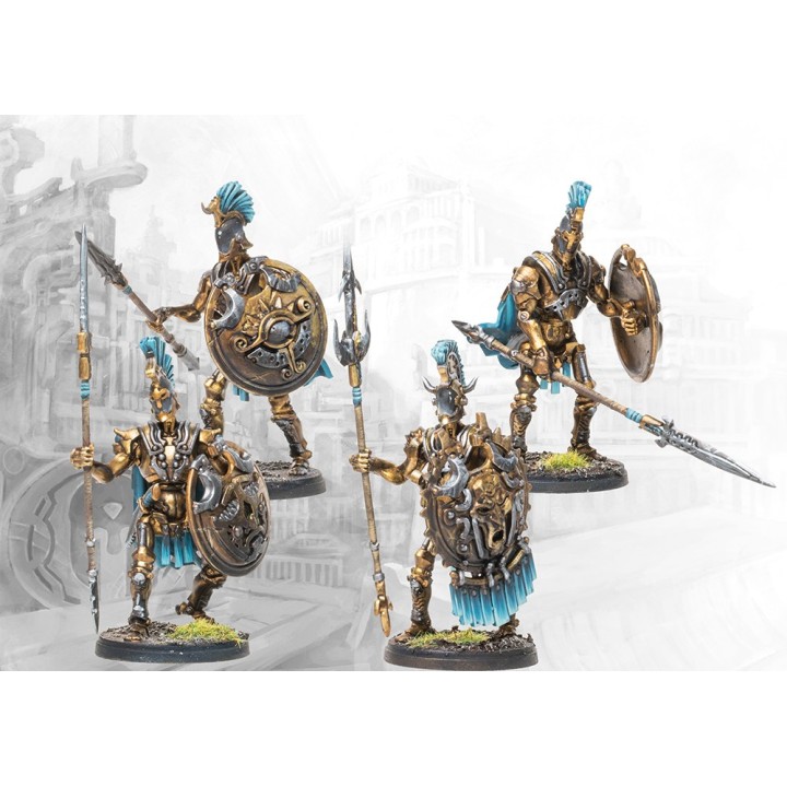 Figurines de Clockwork Hoplites des City States de Conquest (ParaBellum)