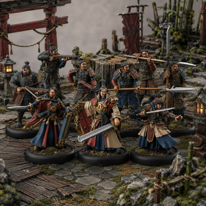 Boîte Bushido Troupe thématique Bai Quan Imperial Court avec figurines GCT Studio.