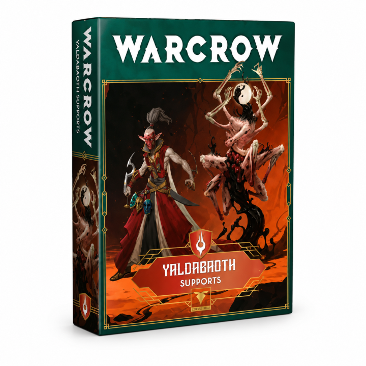 Warcrow Yaldabaoth Supports Scions of Yaldabaoth avec Namaoin et Aodharu pour jeu de figurines fantasy.