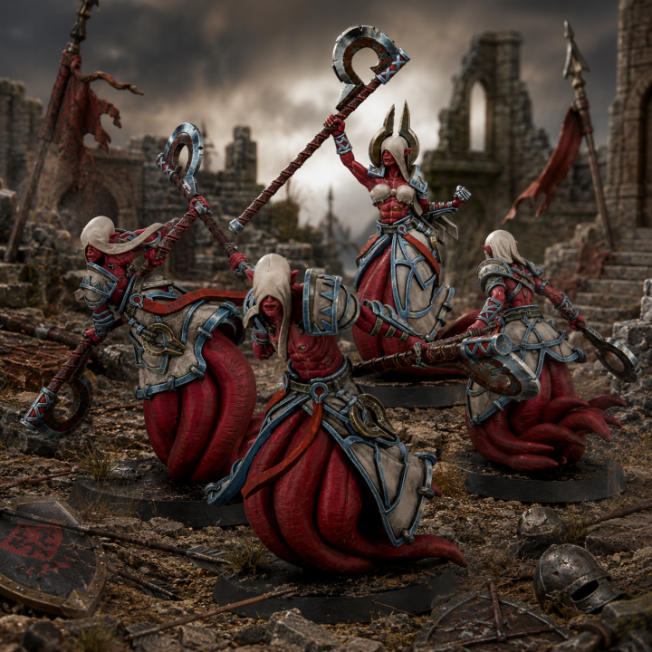 Warcrow Liberated VF+EN Scions of Yaldabaoth - 4 figurines d’infanterie d’élite