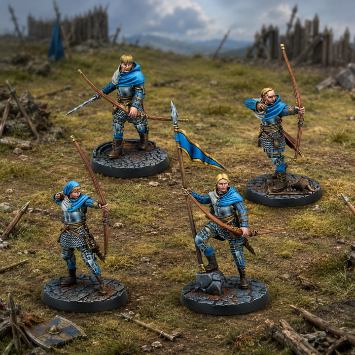 Warcrow Feudom Archers Corvus Belli - 4 figurines résine pour faction Feudom