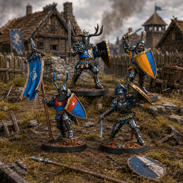 Figurines Warcrow Foot Knights de Feudom, infanterie lourde Corvus Belli