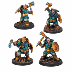 Boîte et figurines Warcrow Mounthaven Militia VF et EN – unité naine de Mounthaven