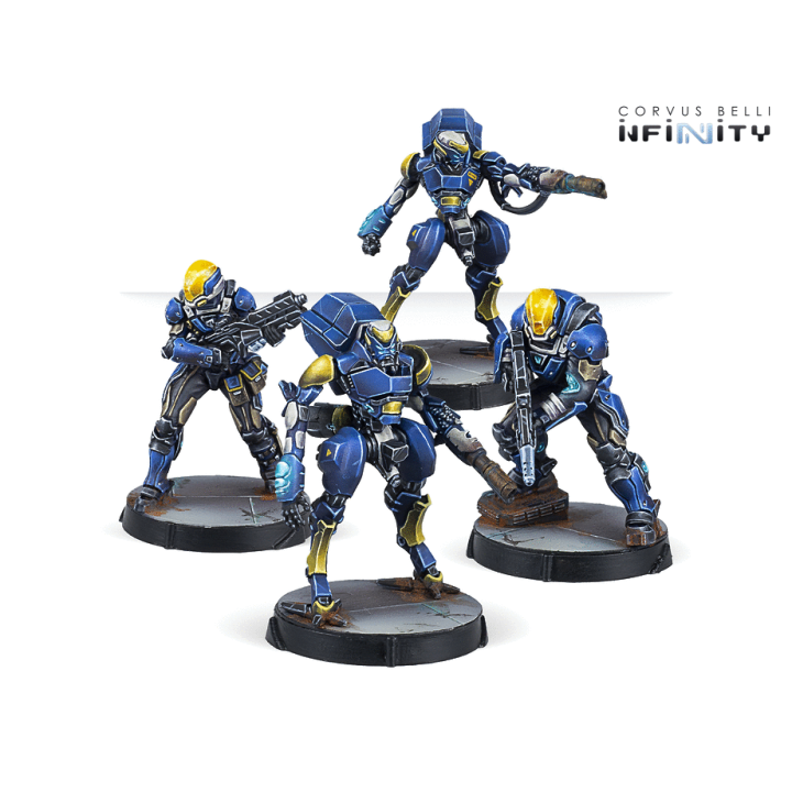 Figurines du Raptor Boarding squad de l'O-12 pour Infinity (Corvus Belli)